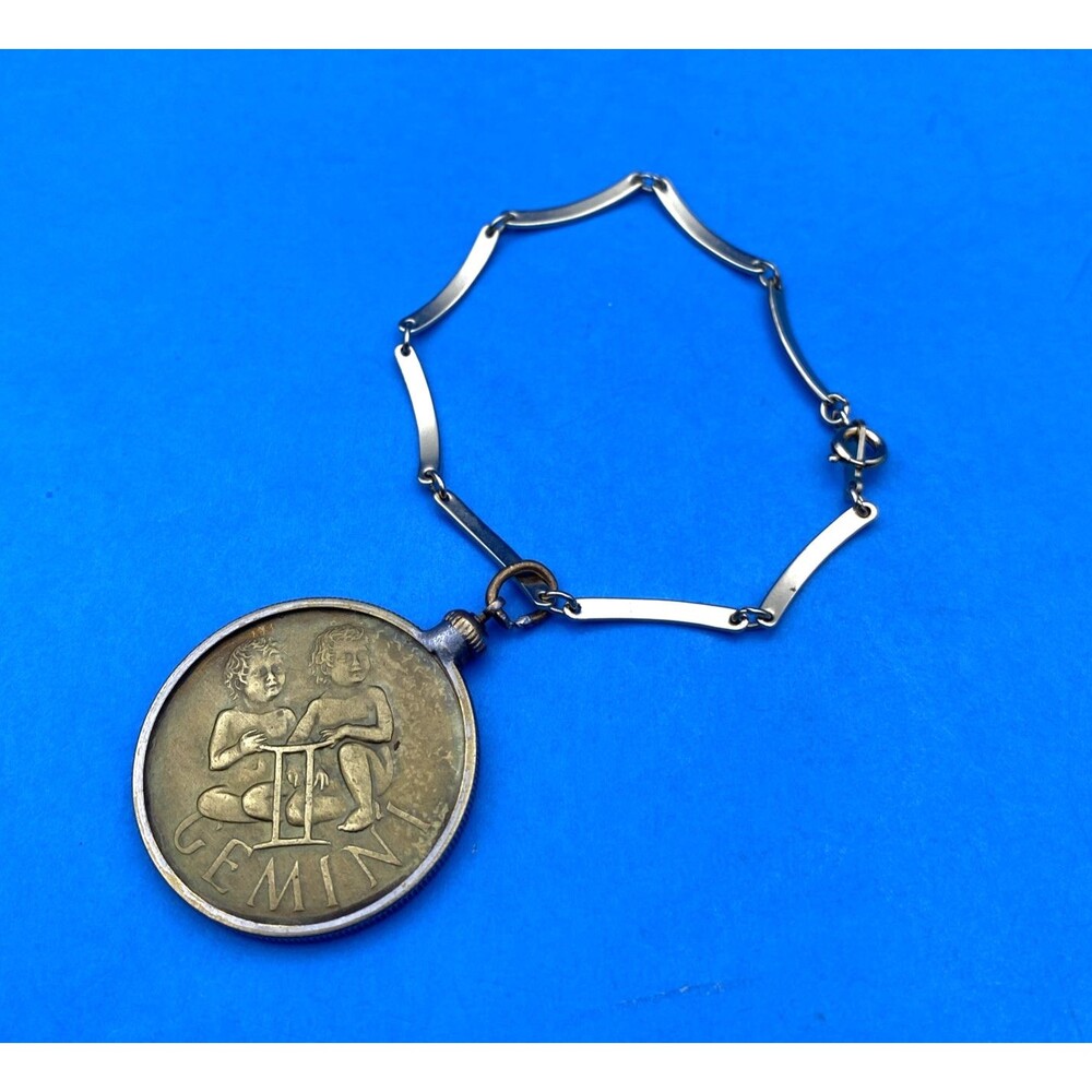 Vintage Avon Gemini Zodiac Bracelet Southern Comfort 1970s Advertising Medallion